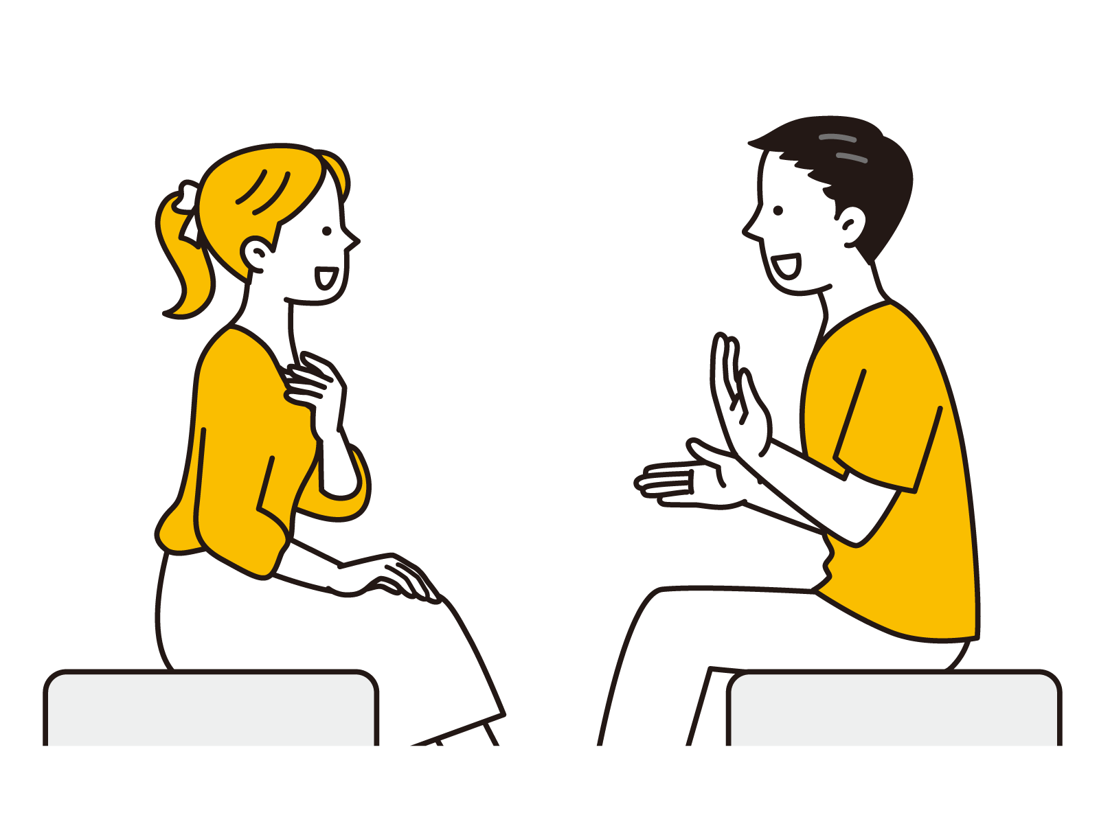 スタッフと利用者が会話するイラスト